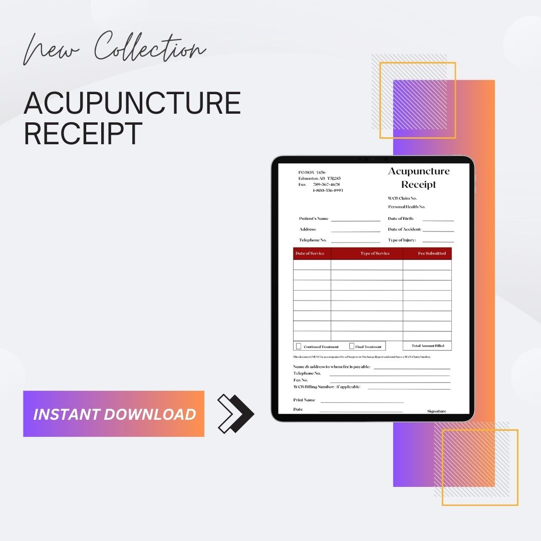 Acupuncture Receipt Template Blank Printable Pdf Excel Word
