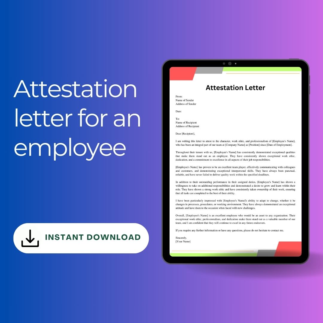 Attestation Letter For An Employee Sample With Examples Word Template1minute 4683