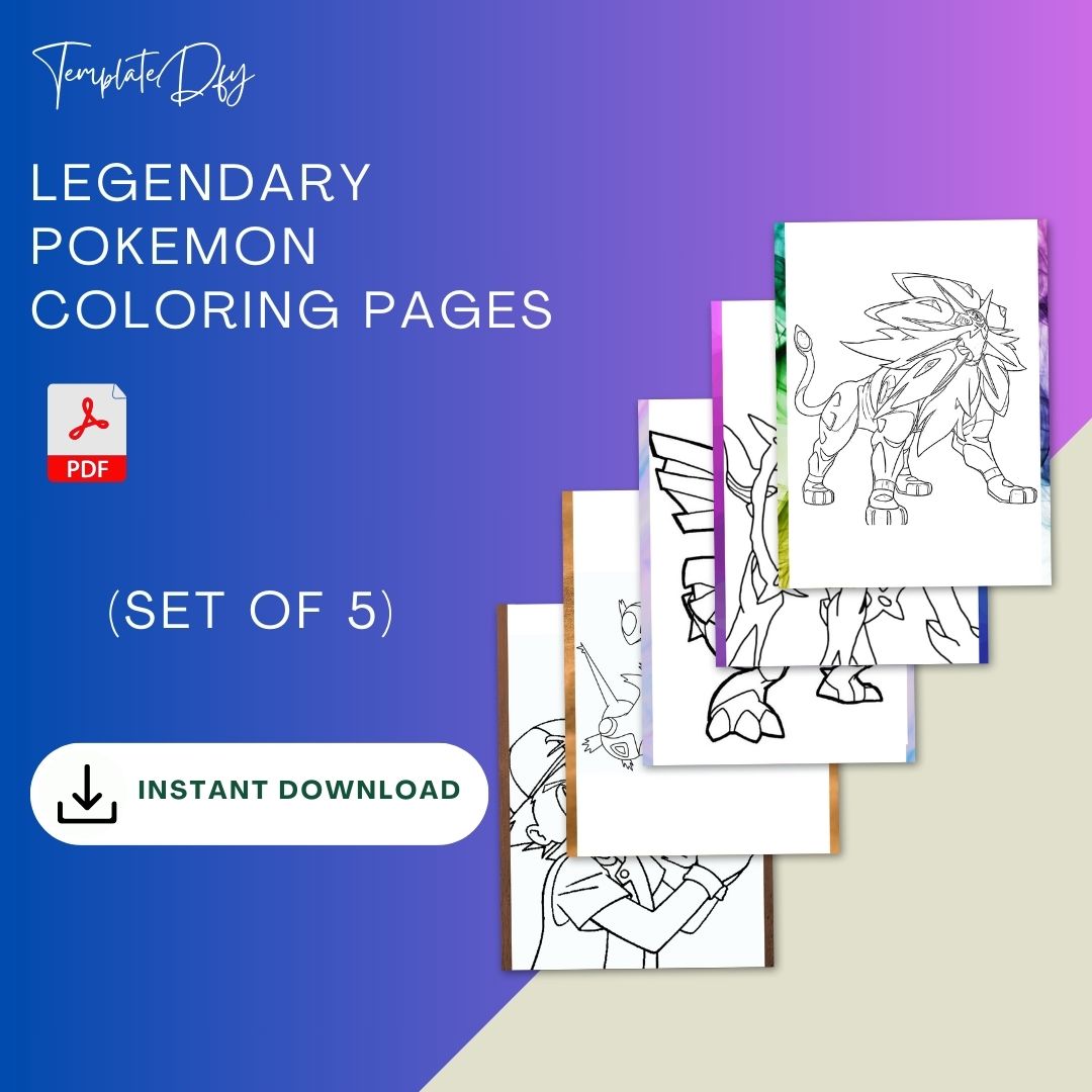 Legendary Pokemon Coloring Pages Printable Template in PDF