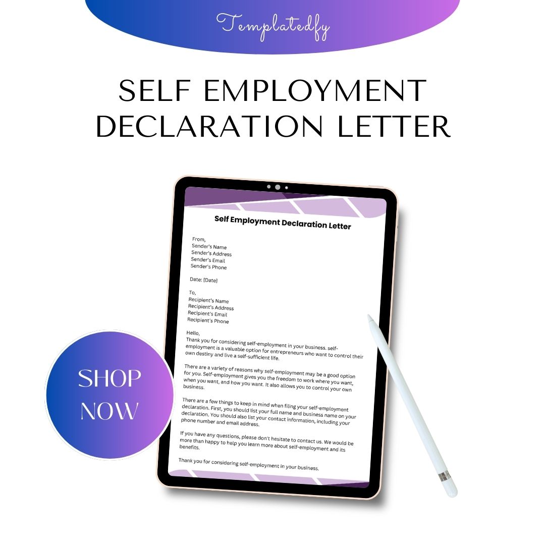 Self Employment Declaration Letter Sample With Examples Word Template1minute 6273