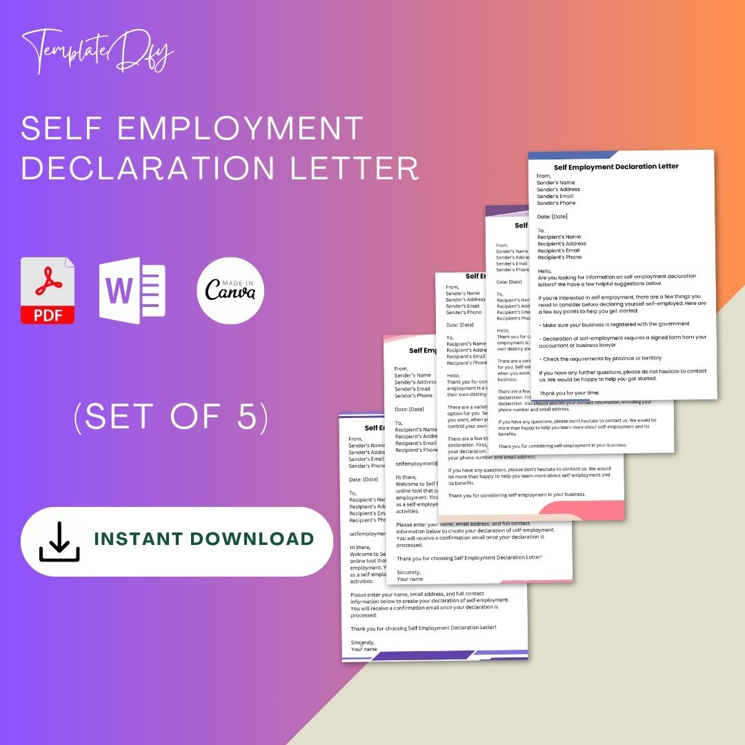 Self Employment Declaration Letter Sample With Examples Word Template1minute 8013