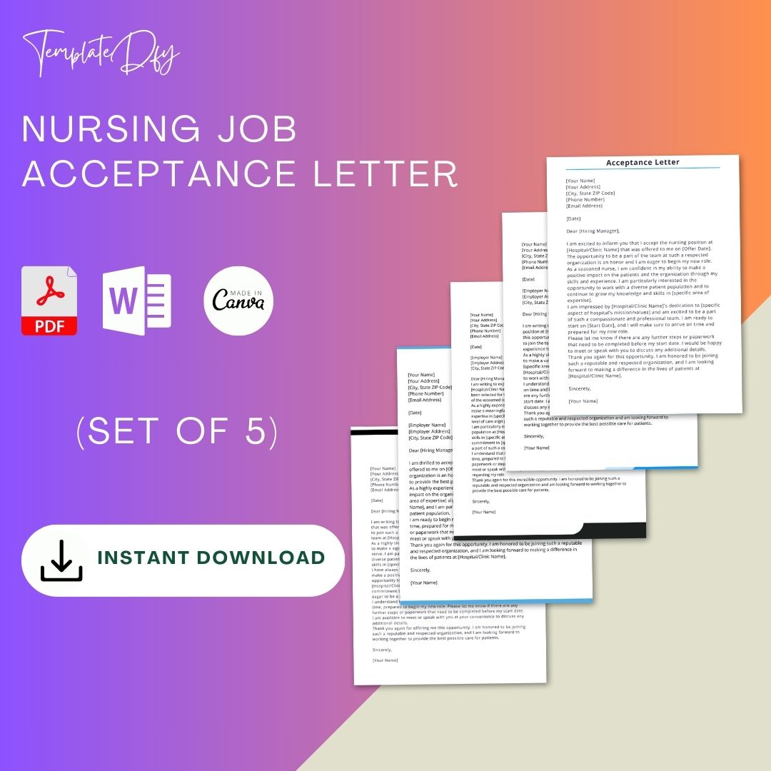 Nursing Job Acceptance Letter Sample With Examples Word Template1minute