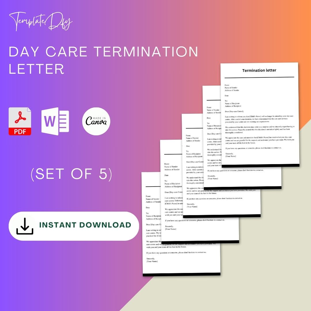Daycare Termination Letter Sample Template And Examples Word Template1minute 8024