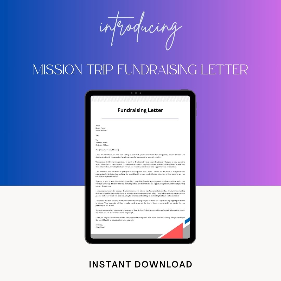 Mission Trip Fundraising Letter Sample with Examples Word Template1Minute