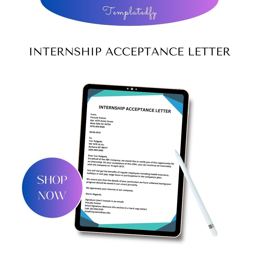 Internship Acceptance Letter Sample With Examples Word Template1minute 