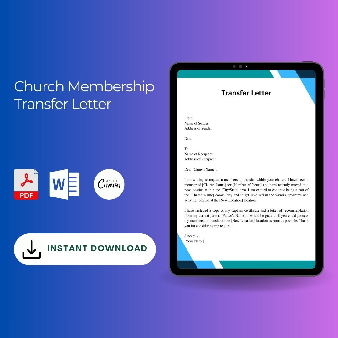 Church Membership Transfer Letter Sample With Examples Word Template1minute 6702