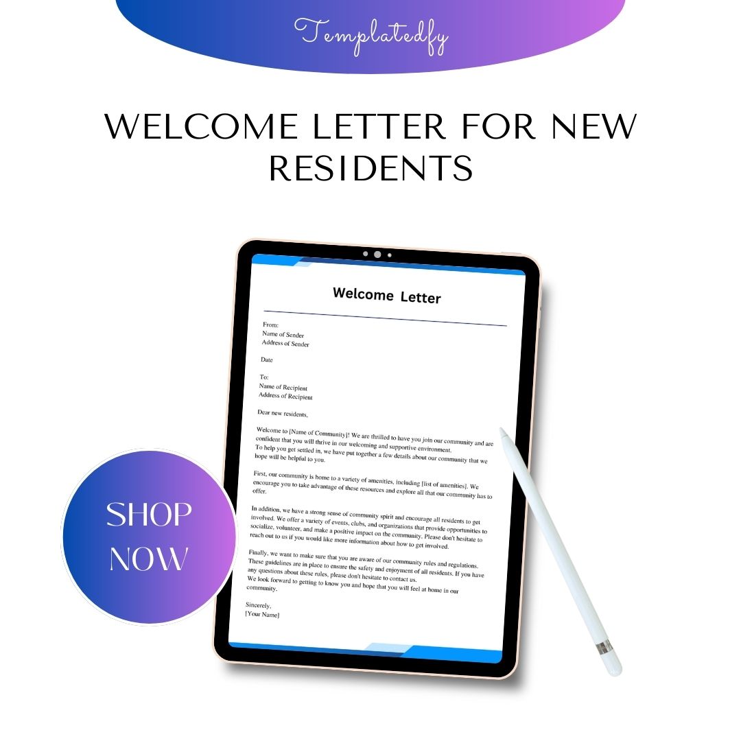 Welcome Letter For New Residents Sample With Examples Word Template1minute 7121