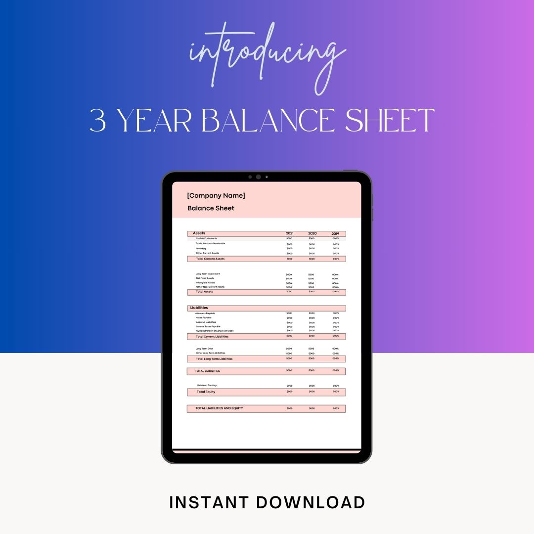 3 Year Balance Sheet Excel