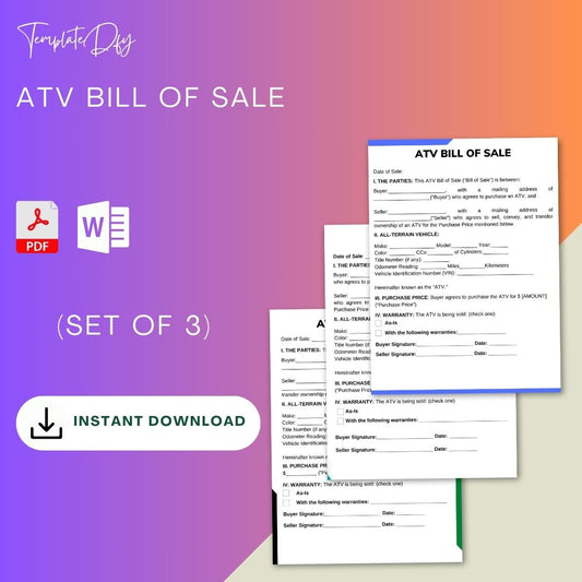 Printable Bill Of Sale ATV