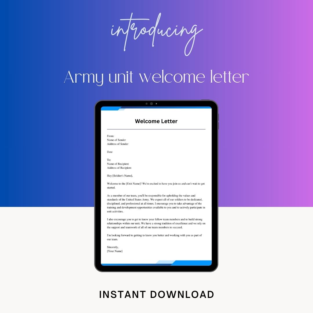 Sample Army Unit Welcome Letter