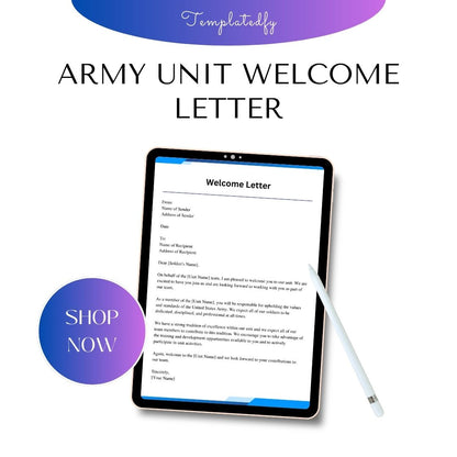 Example Army Unit Welcome Letter