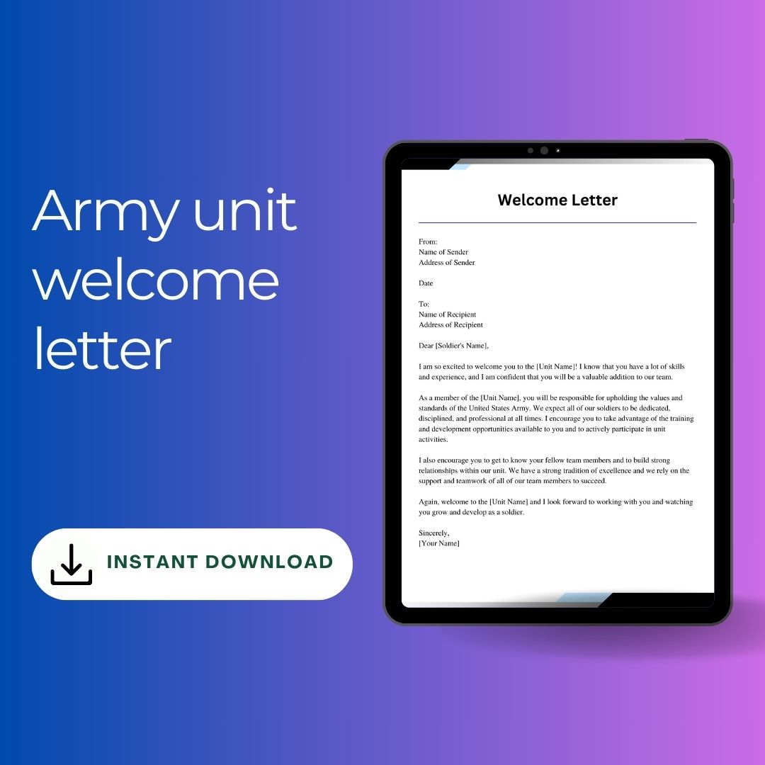 Army Unit Welcome Letter Template