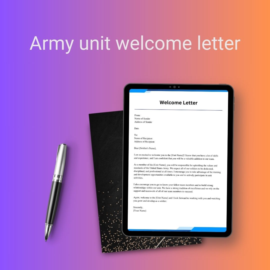 Army Unit Welcome Letter