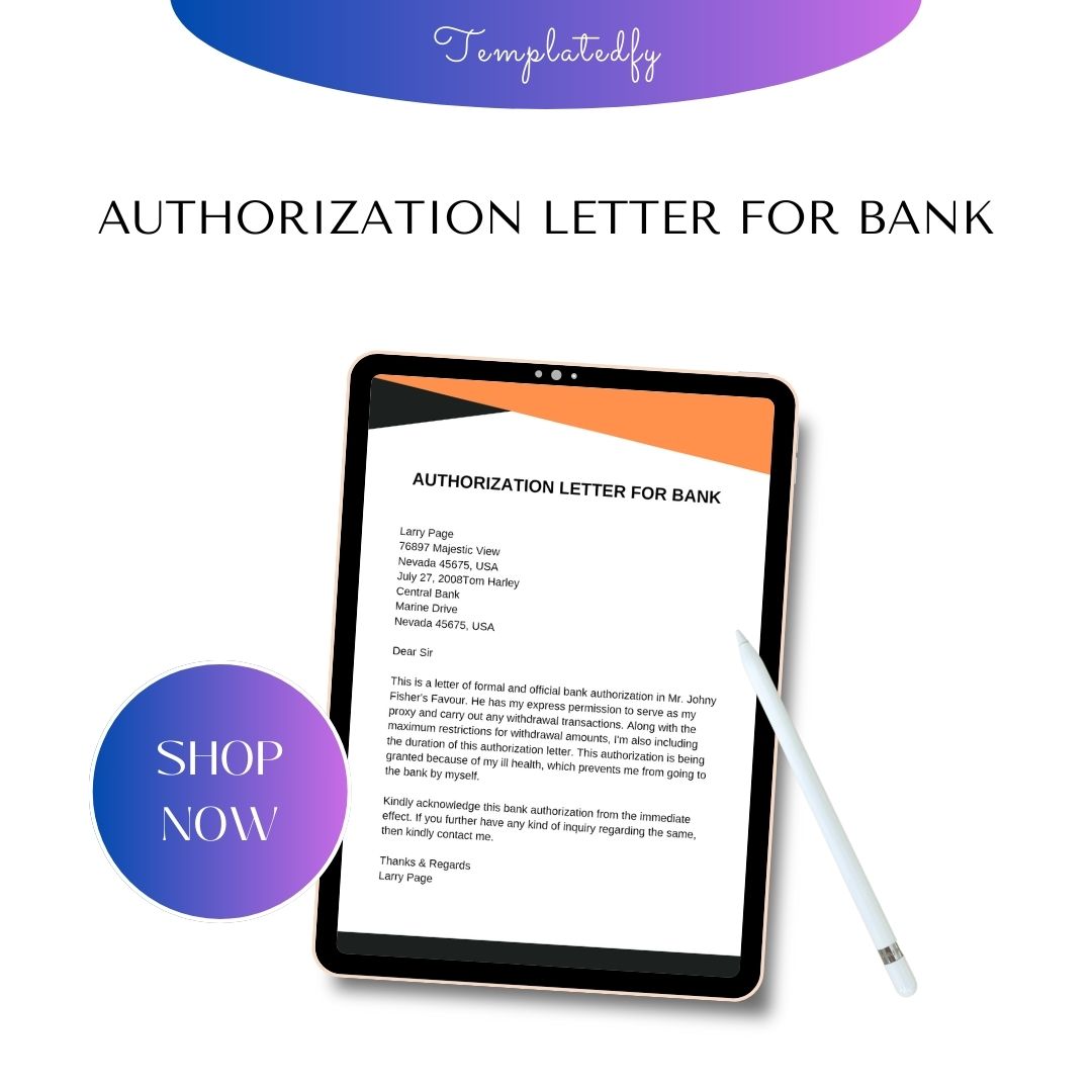 Authorization Letter To Bank