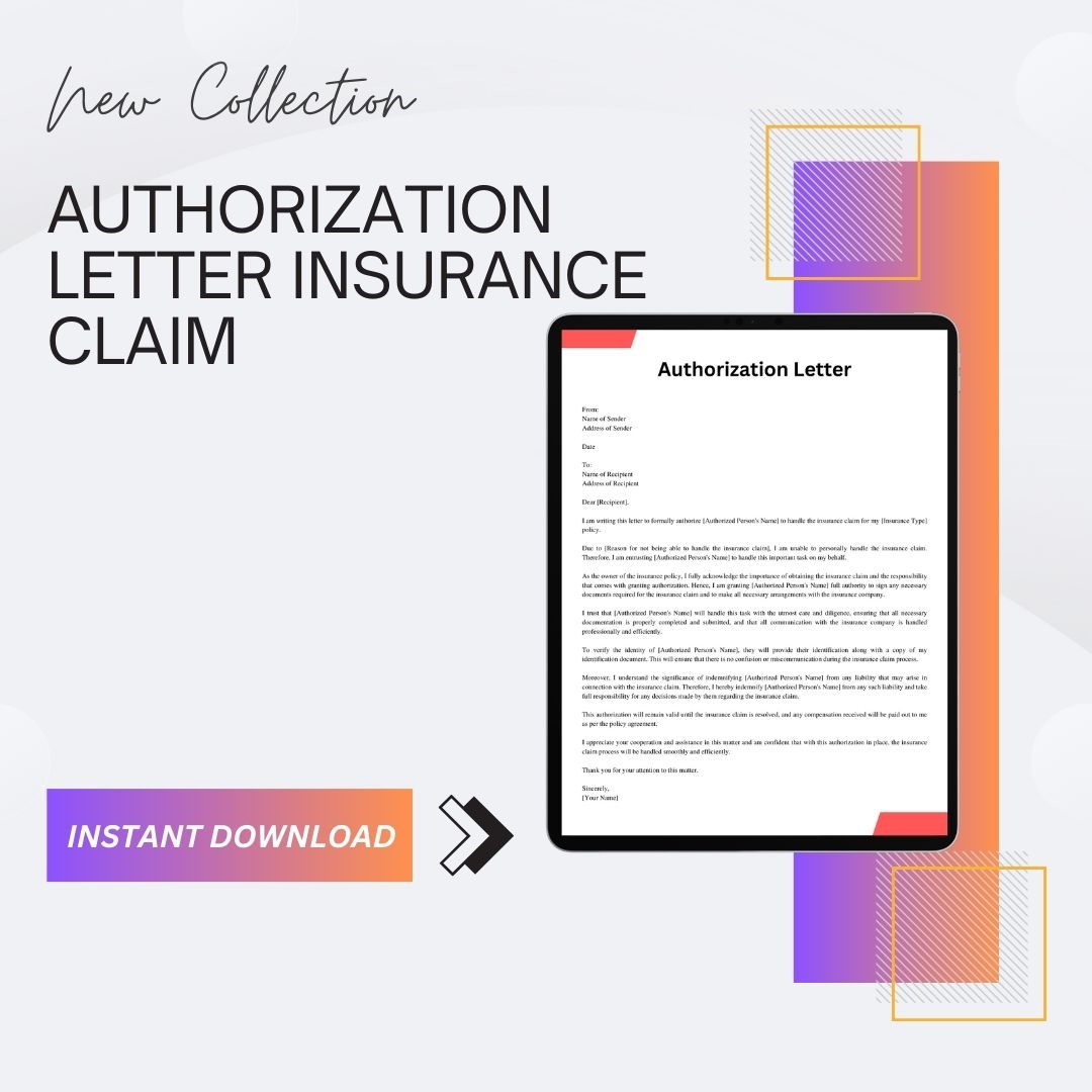 Authorization Letter Insurance Claim Sample