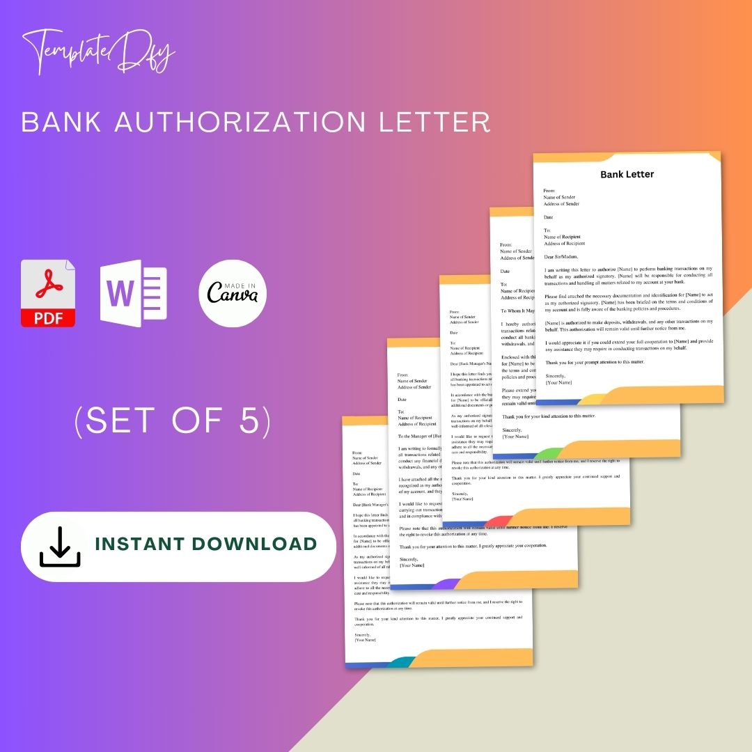 Authorization Letter for Bank Sample with Examples [Word]