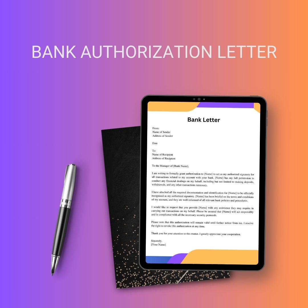 Authorization Letter For Bank Sample With Examples Word Template1minute 5926