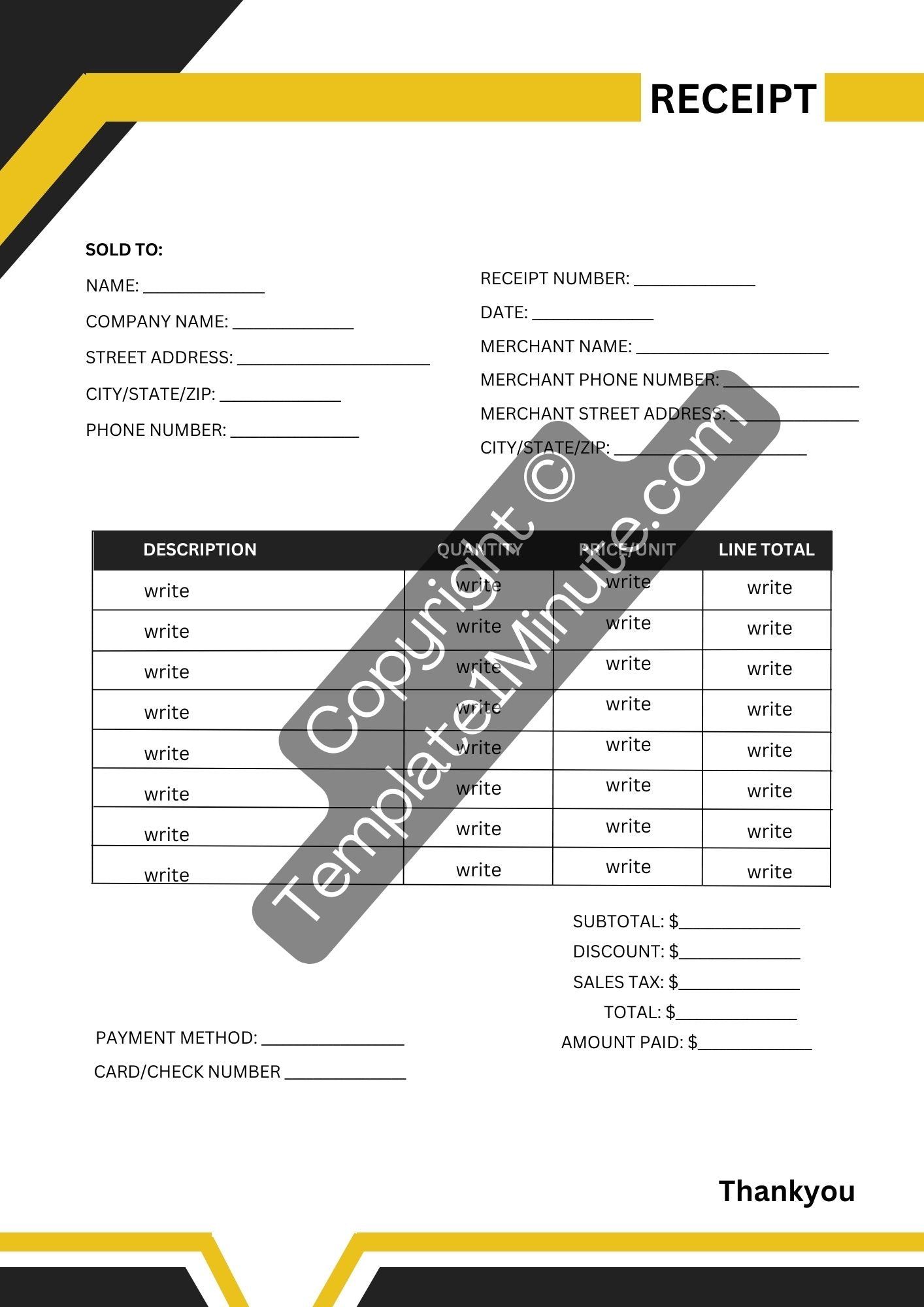 Bookstore Receipt Template Blank Printable [Pdf, Word Excel]