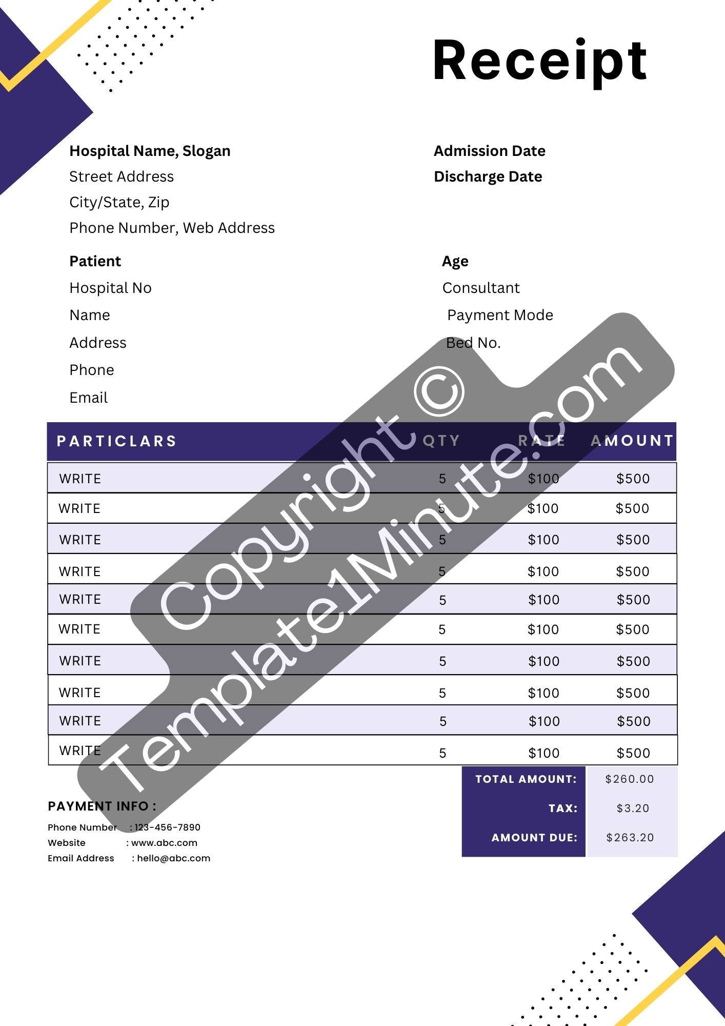 Medical Receipt Template Blank Printable [Pdf, Excel & Word]