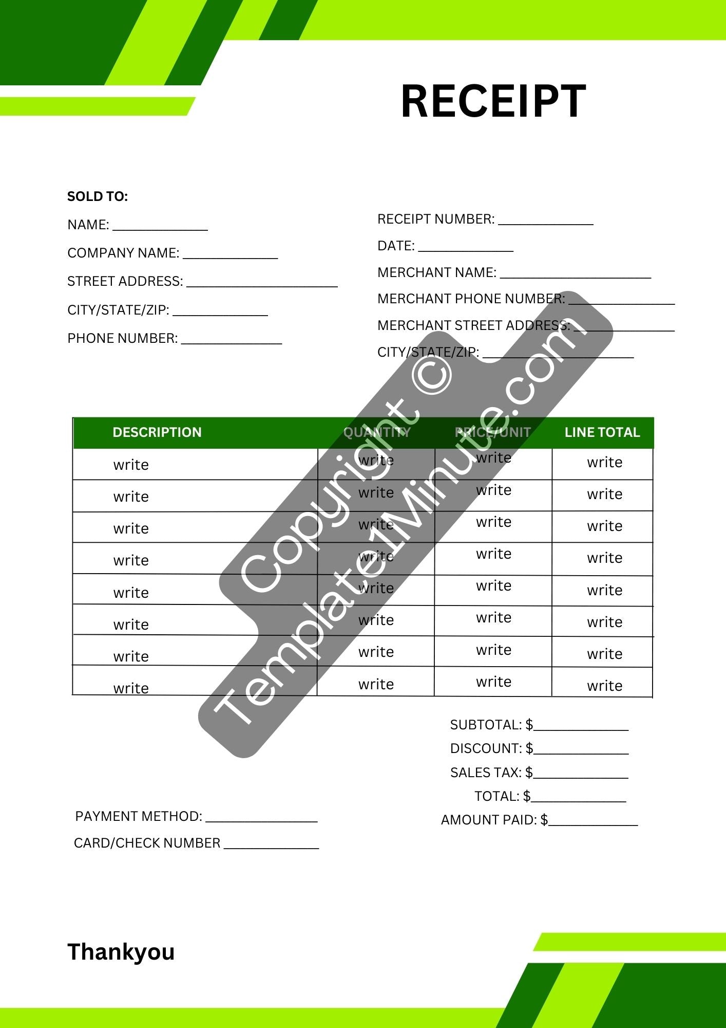 Bookstore Receipt Template Blank Printable [Pdf, Word Excel]