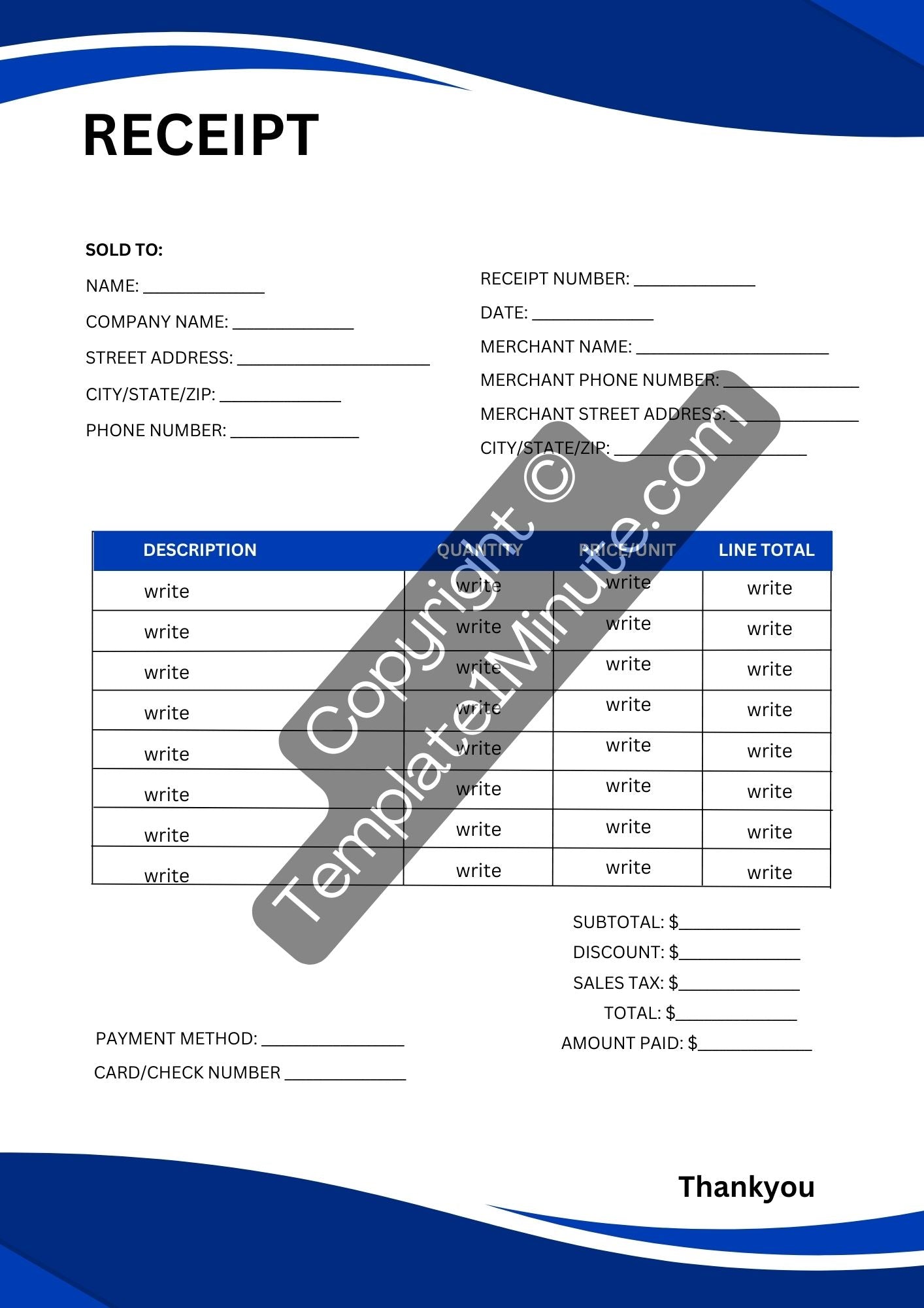 Bookstore Receipt Template Blank Printable [Pdf, Word Excel]