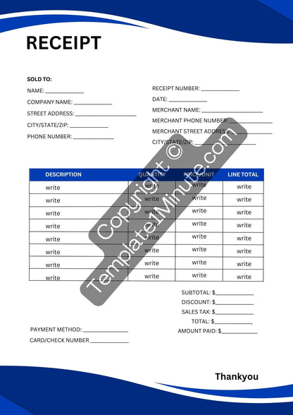 Bookstore Receipt Template Blank Printable [Pdf, Word Excel]