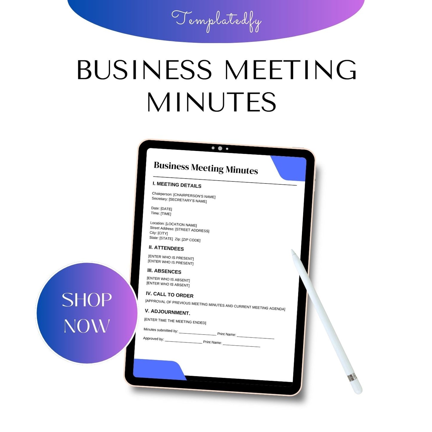 Business Meeting Minutes Template Blank Printable [Pdf Word]