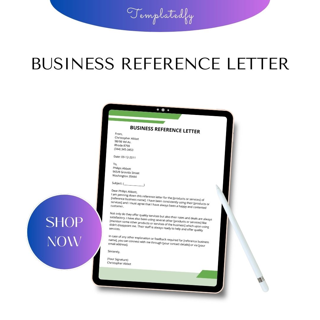 Business Reference Letter Sample with Examples Word Editable