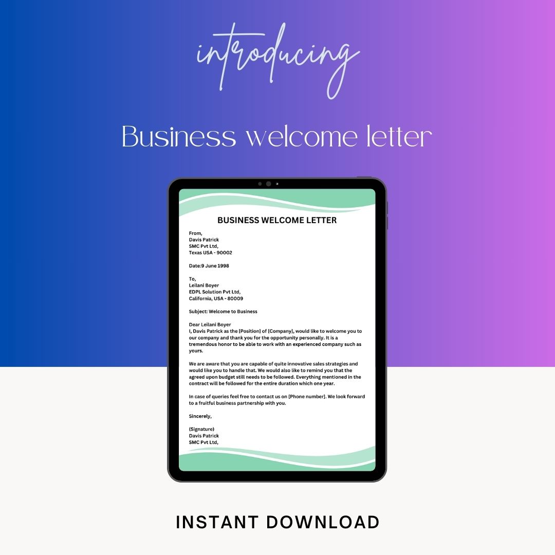 Business Welcome Letter