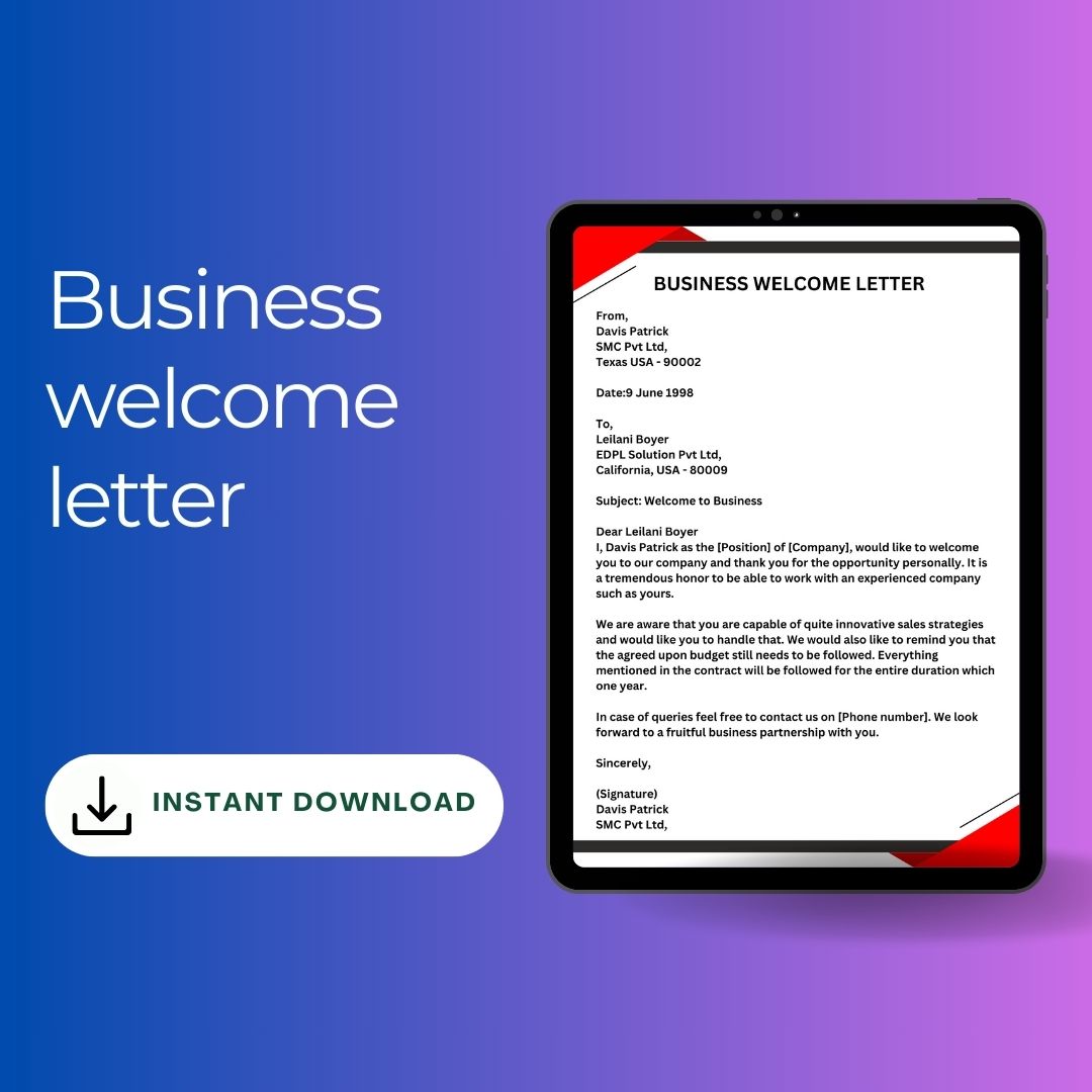 Sample Business Welcome Letter