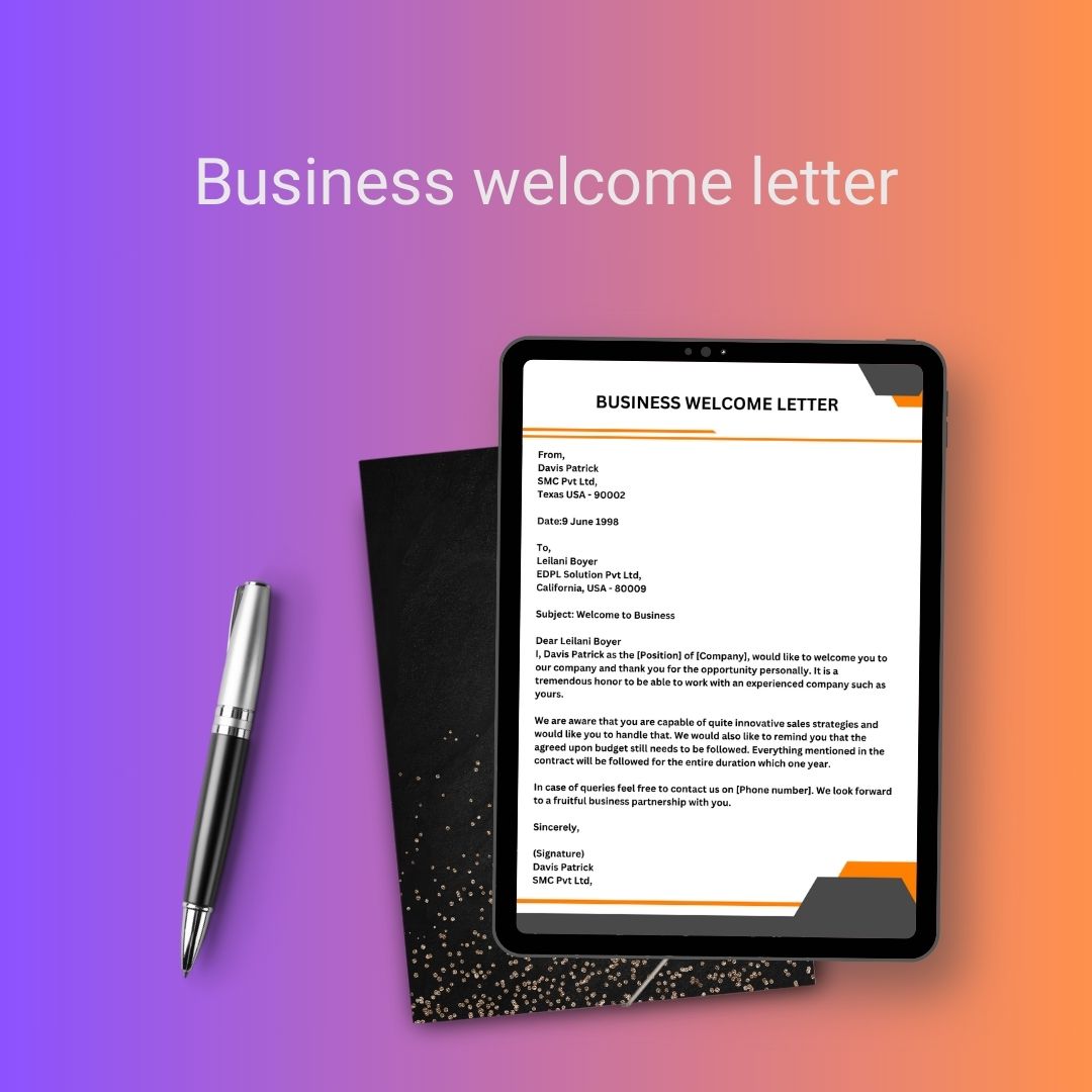 Business Welcome Letter Template