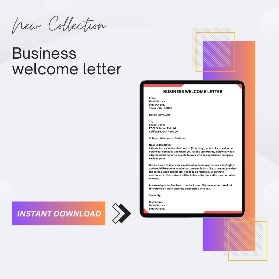 Business Welcome Letter Example