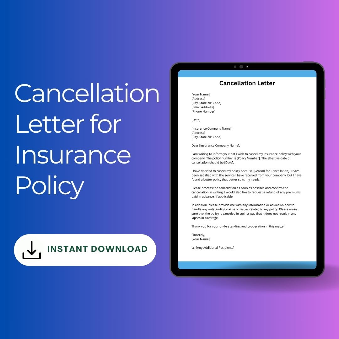 Insurance Cancellation Letter Sample with Examples [Word]