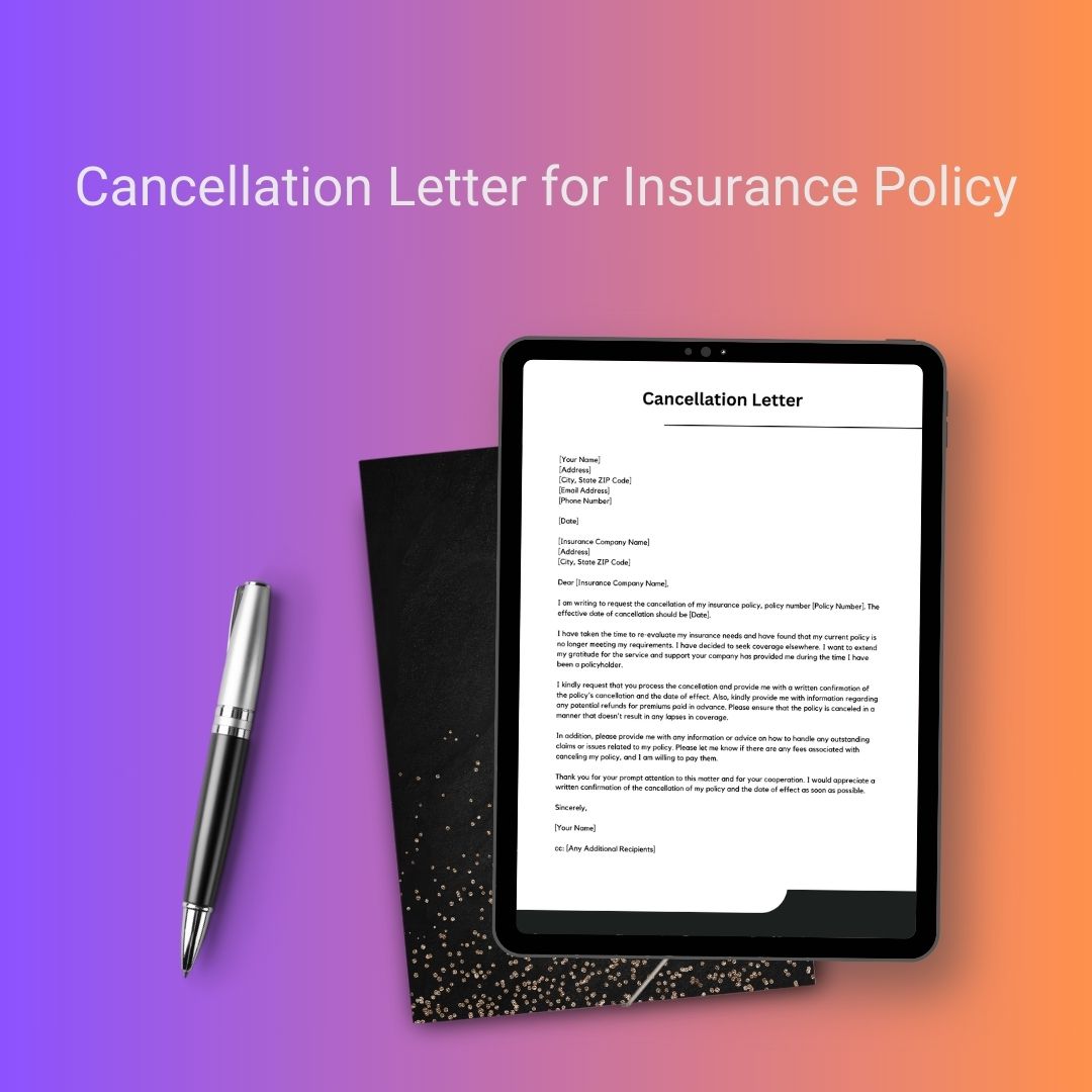 Insurance Cancellation Letter Sample with Examples [Word]