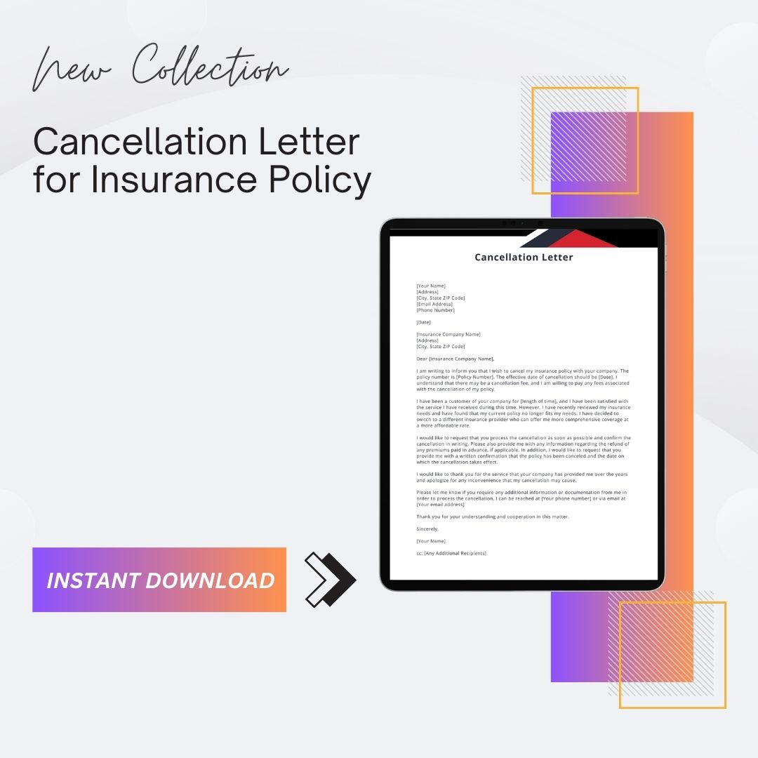 Insurance Cancellation Letter Sample with Examples [Word]