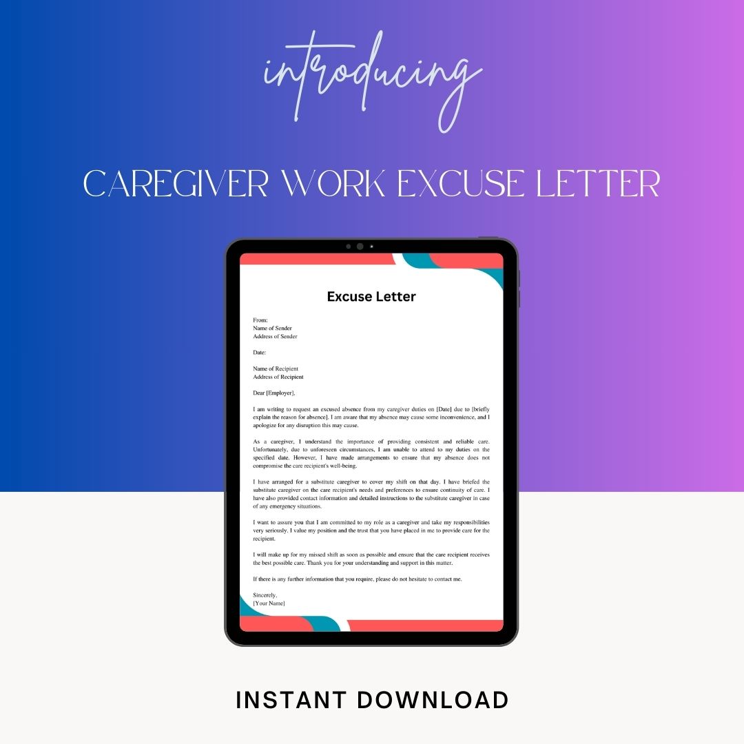 Caregiver Work Excuse Letter Sample & Example Word Editable