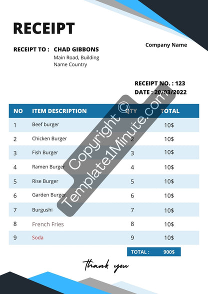 Catering Receipt Template Blank Printable [Pdf Excel & Word]