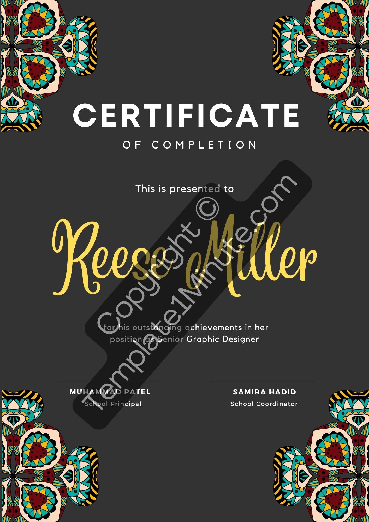 Certificate of Completion Blank Printable Template in PDF & Word