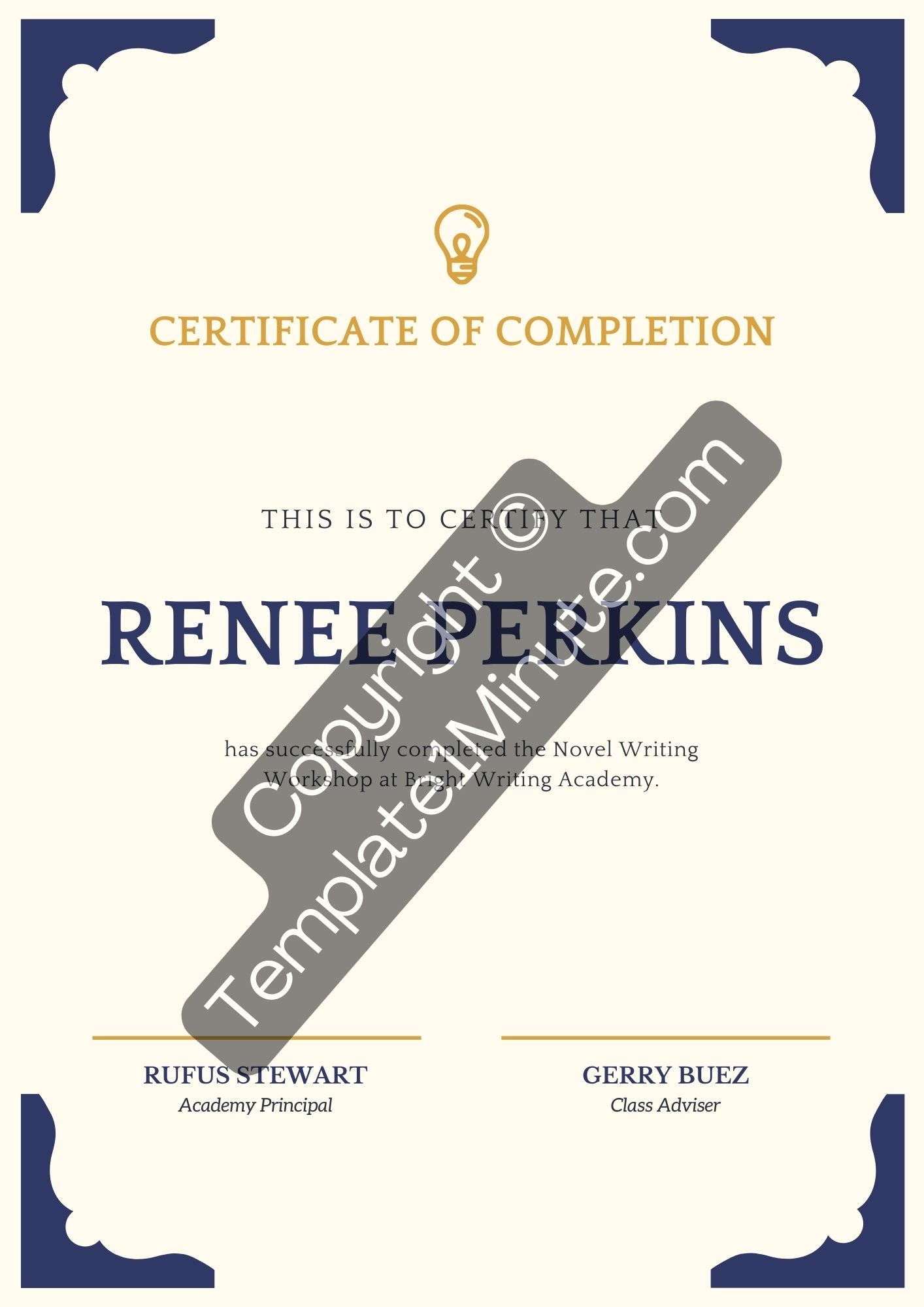 Certificate of Completion Blank Printable Template in PDF & Word