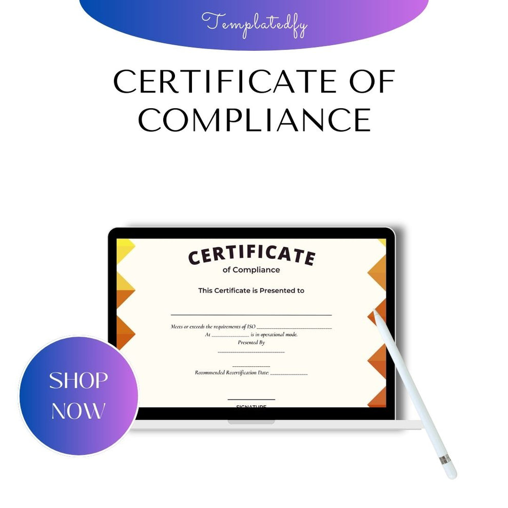 Certificate of Compliance Printable Template PDF & Word – Template1Minute