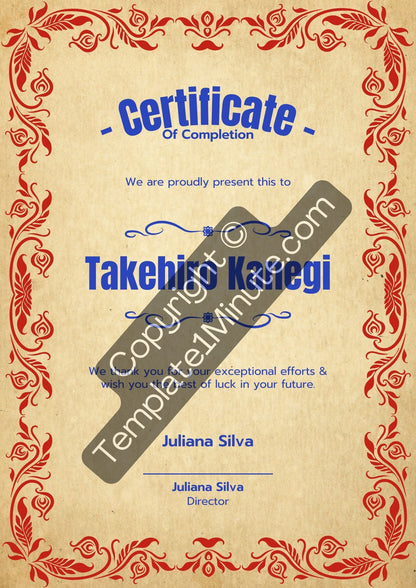 Certificate of Completion Blank Printable Template in PDF & Word