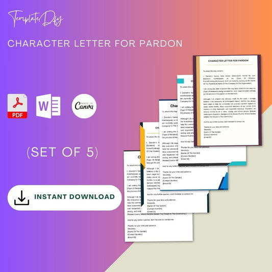 Character Letter for Pardon Sample with Examples [Word]