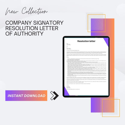 Company Signatory Resolution Letter of Authority Sample Word