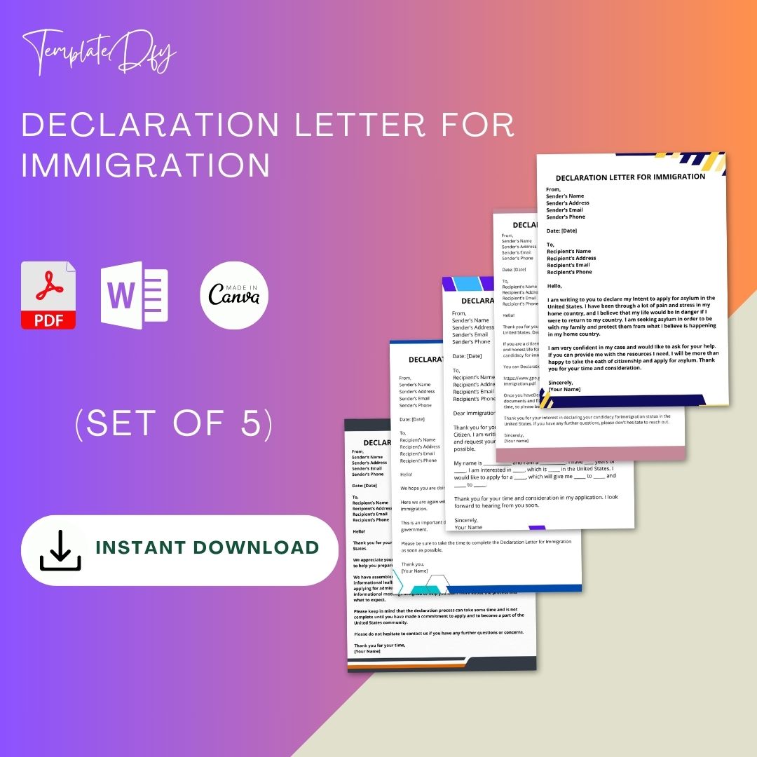 Declaration Letter For Immigration Sample With Examples Word Template1minute 2405