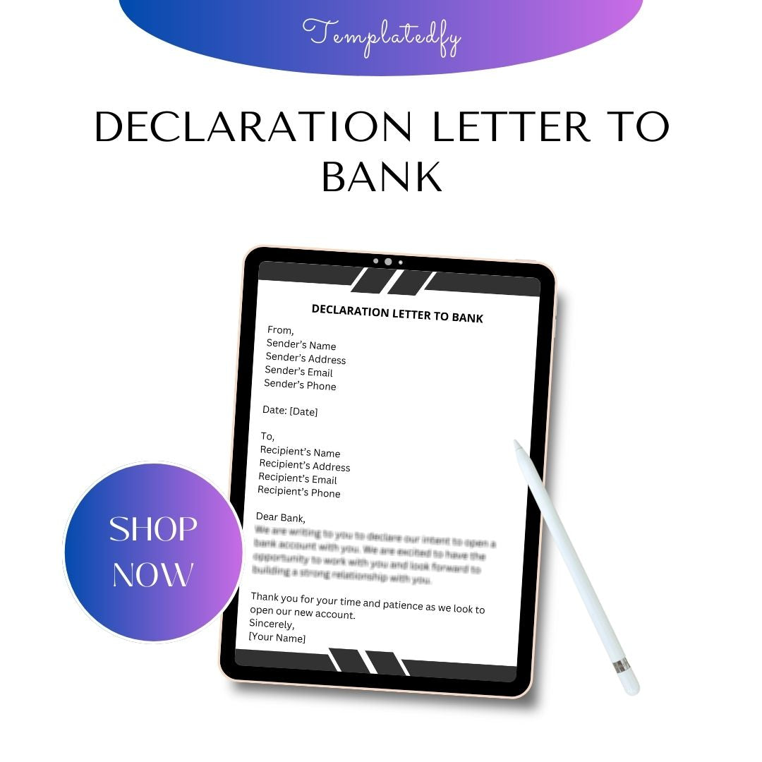 Declaration Letter To Bank Sample With Examples Word Template1minute 2310