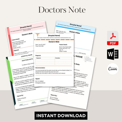 Doctors Note in PDF & Word