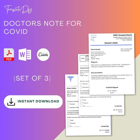 Covid Doctors Note Template Printable [Word Editable]