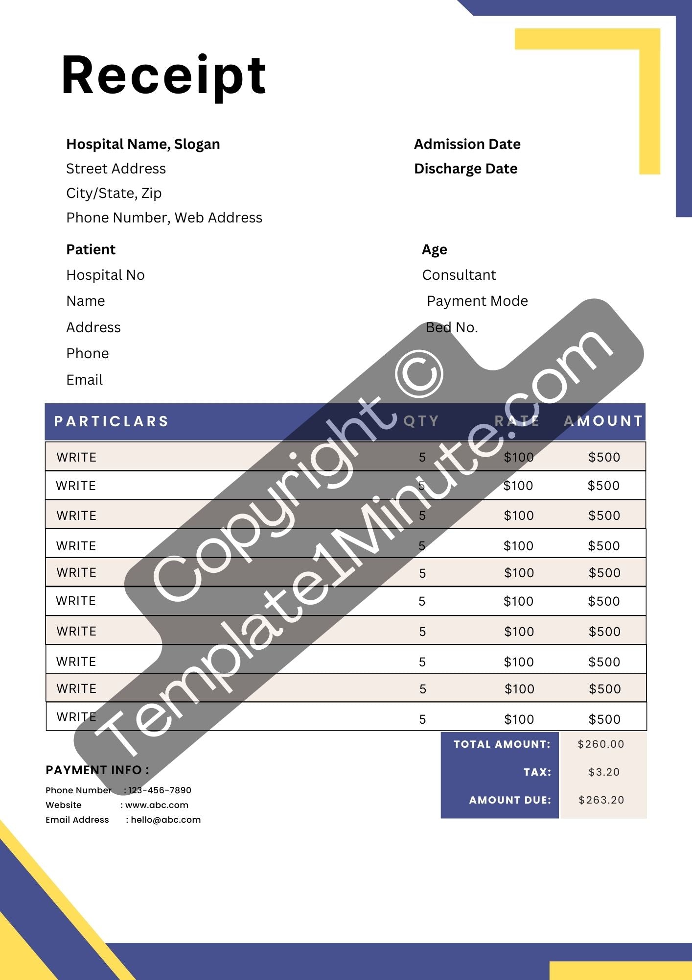 Medical Receipt Template Blank Printable [Pdf, Excel & Word]