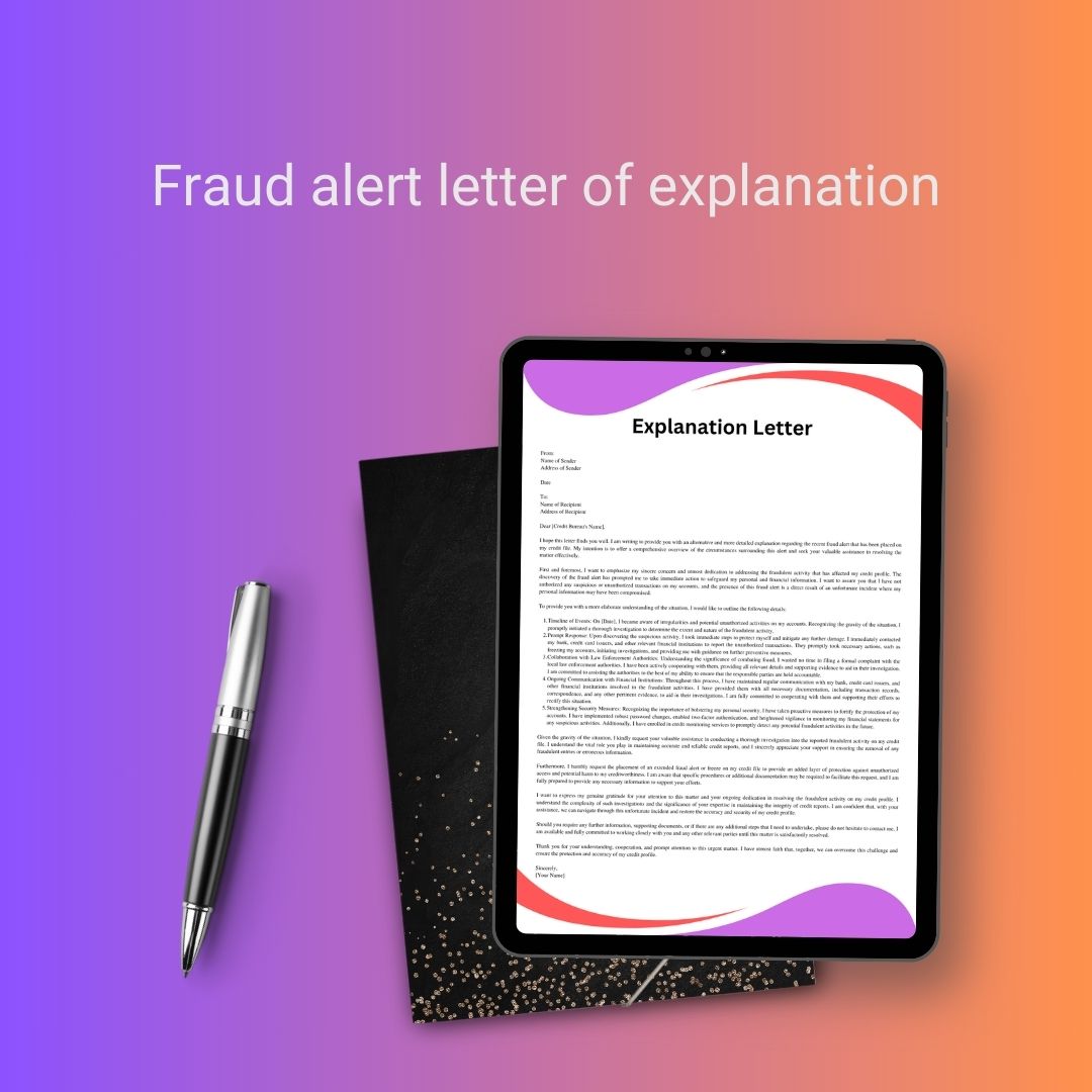 Sample Fraud Alert Letter of Explanation