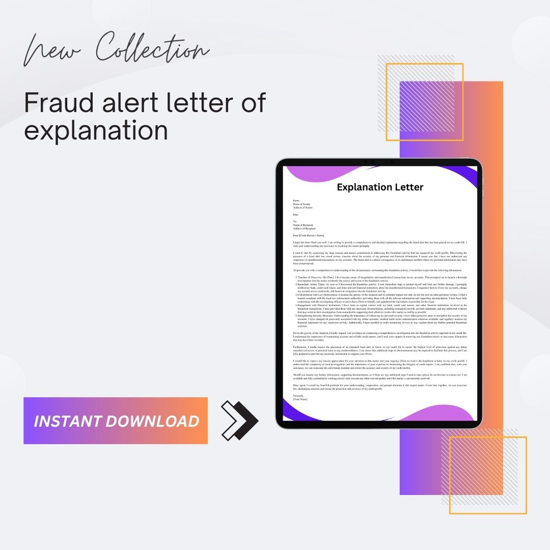 Fraud Alert Letter Of Explanation